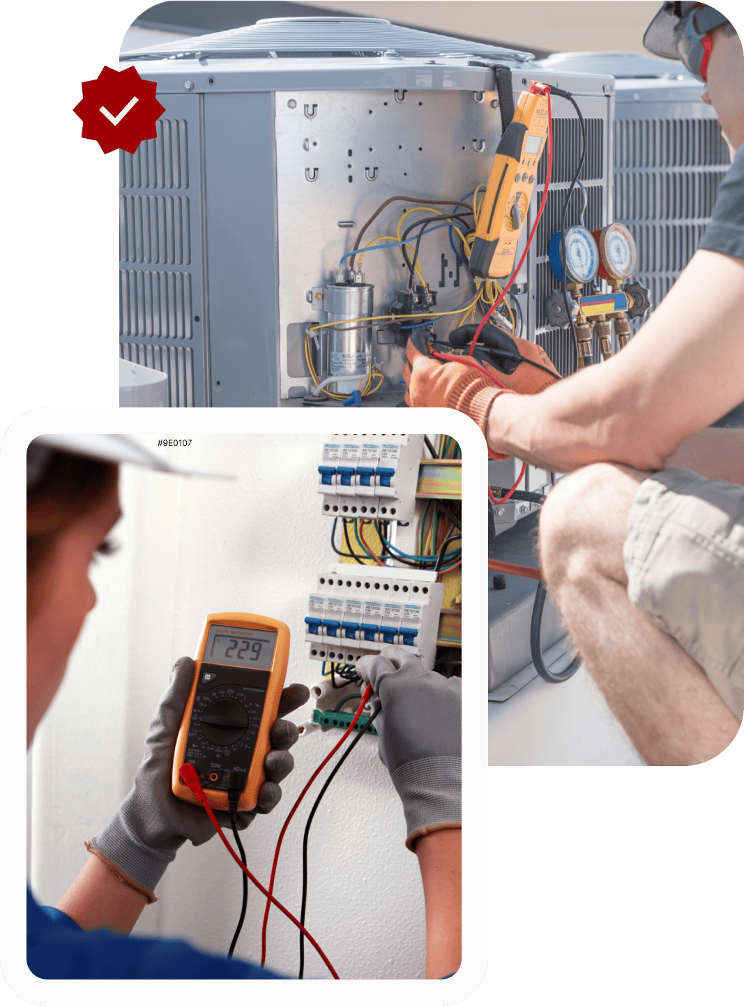 A technician diligently maintaining an air conditioner to ensure its smooth functioning